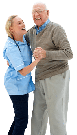 nurse dancing with elder man