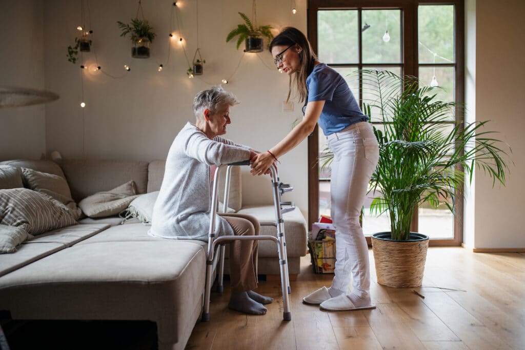 health care worker providing home health care services